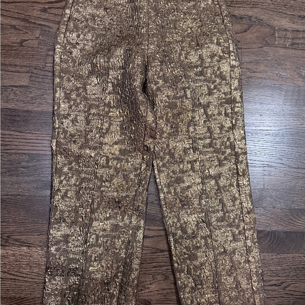 & Other Storied - Gold and Brown Jacquard Pants - never worn size 6